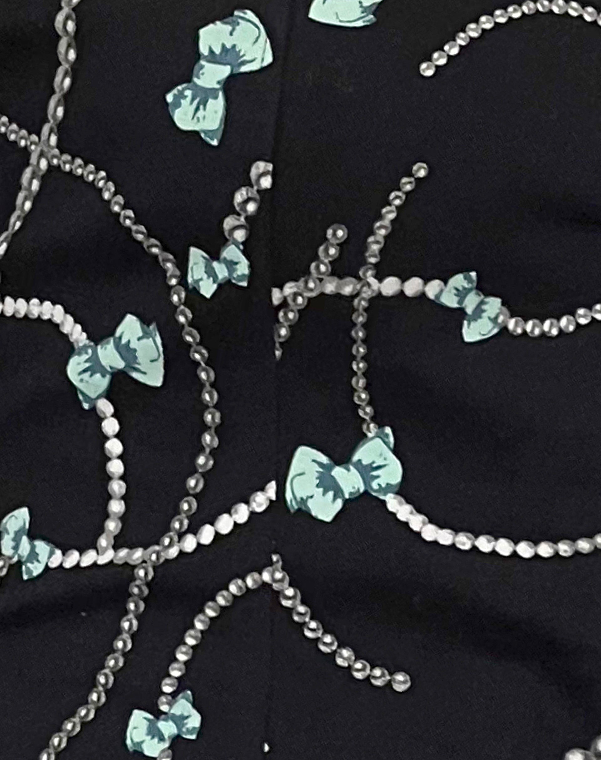 Lacur Bandeau Corset in Black with Pearl and Bow Print-Nico Sky