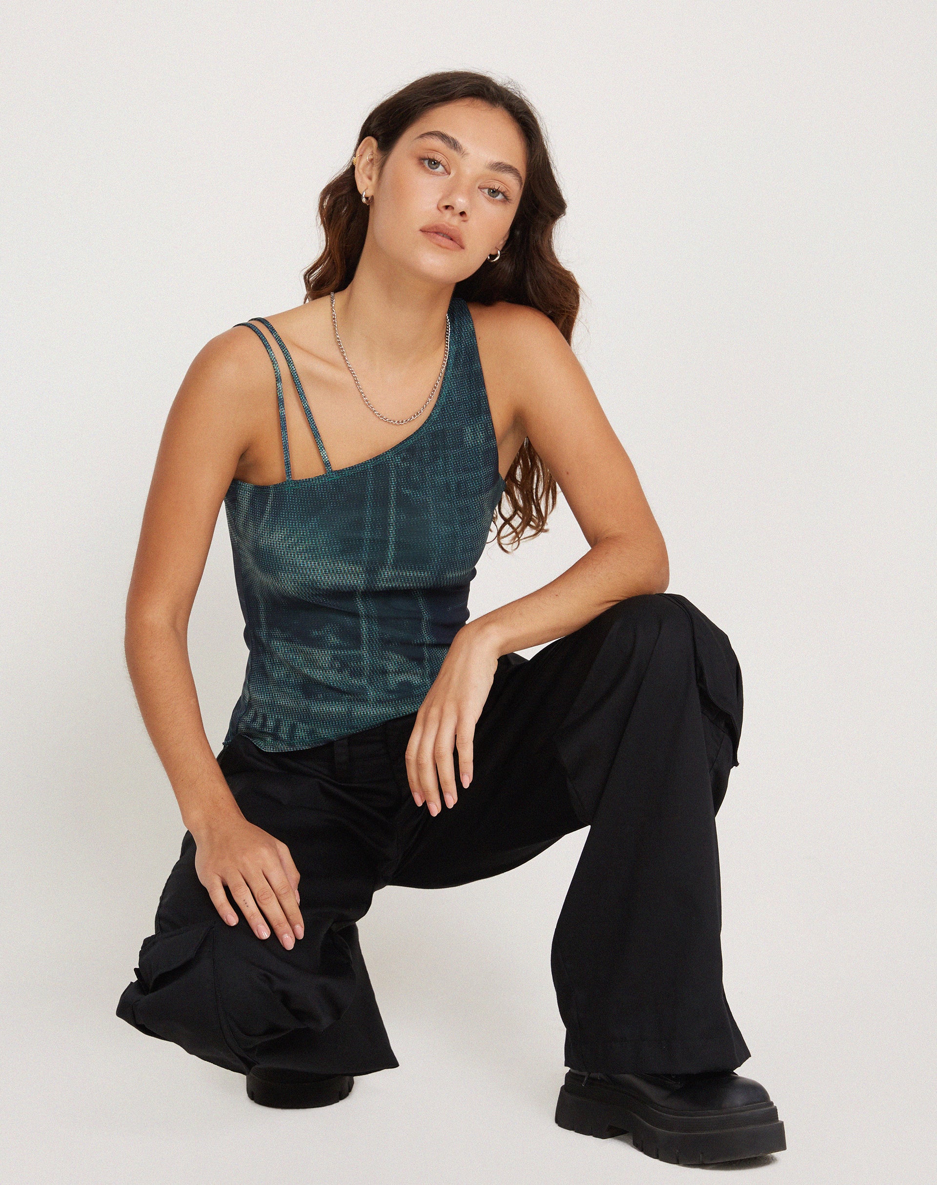 Lanica Top in Cityscape Green-Nico Sky