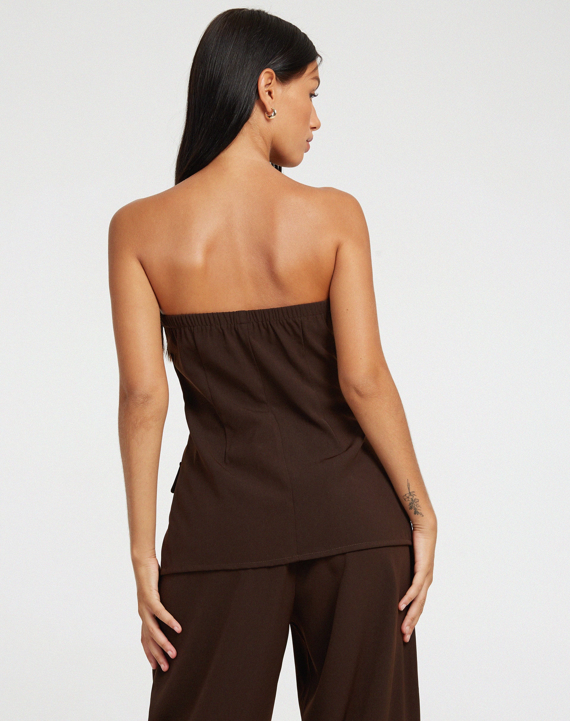 Lavan Corset Top in Tailoring Cappuccino-Nico Sky