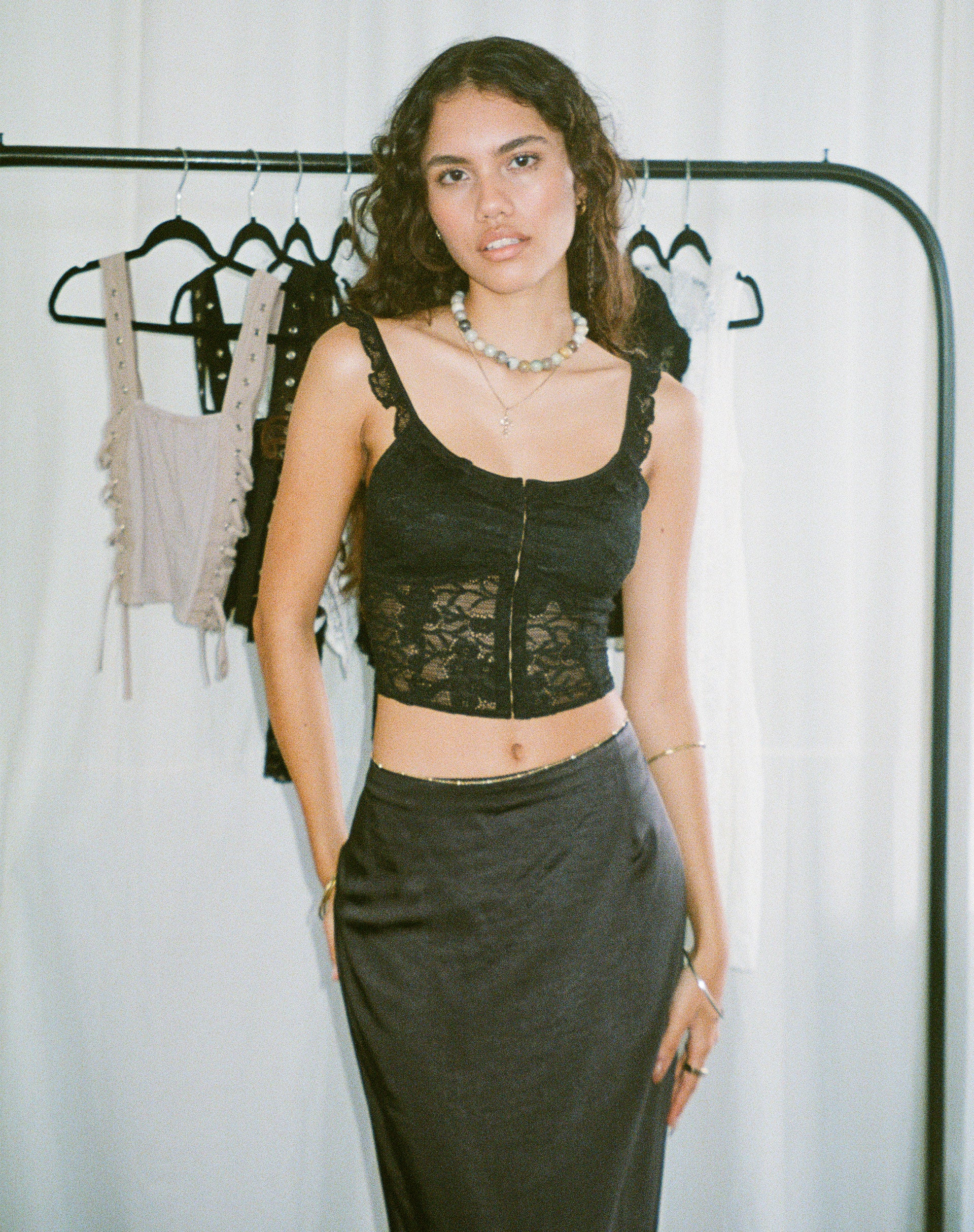 Laru Corset Top in Lace Black-Nico Sky