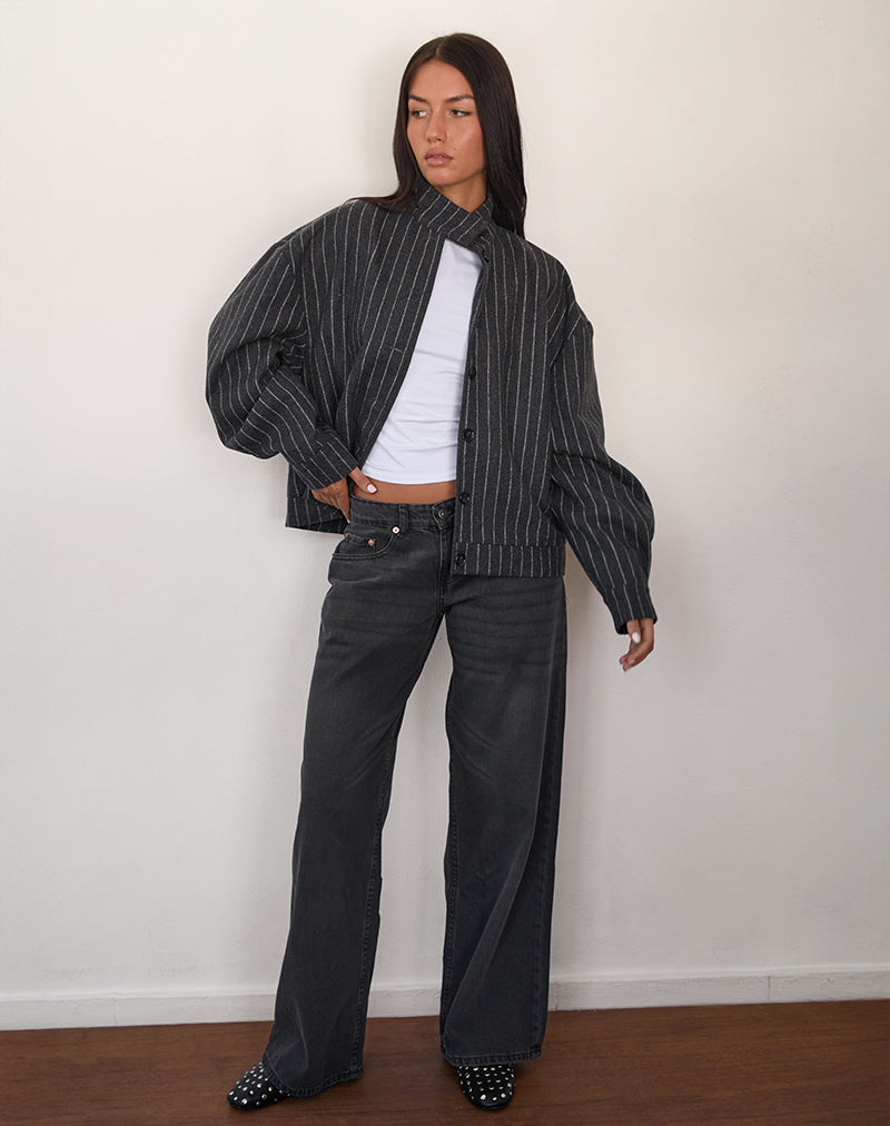 Lastika Jacket in Charcoal Pinstripe-Nico Sky