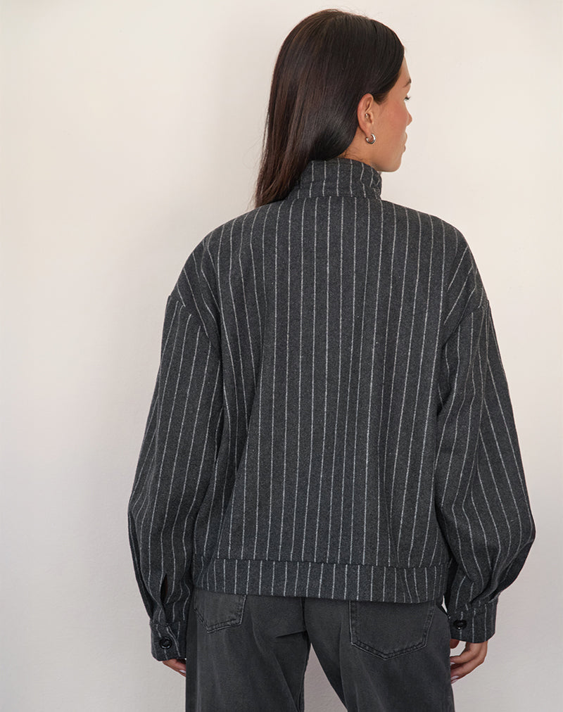 Lastika Jacket in Charcoal Pinstripe-Nico Sky