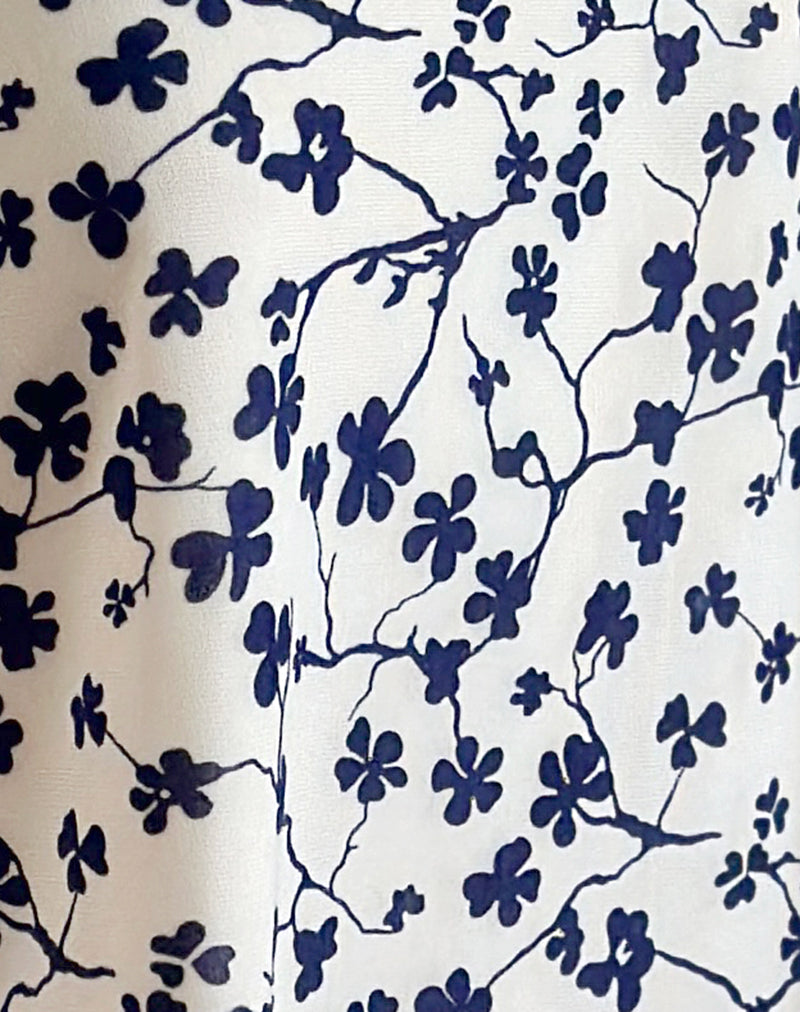 Latika Skirt in Grunge Floral Flock Cream-Nico Sky