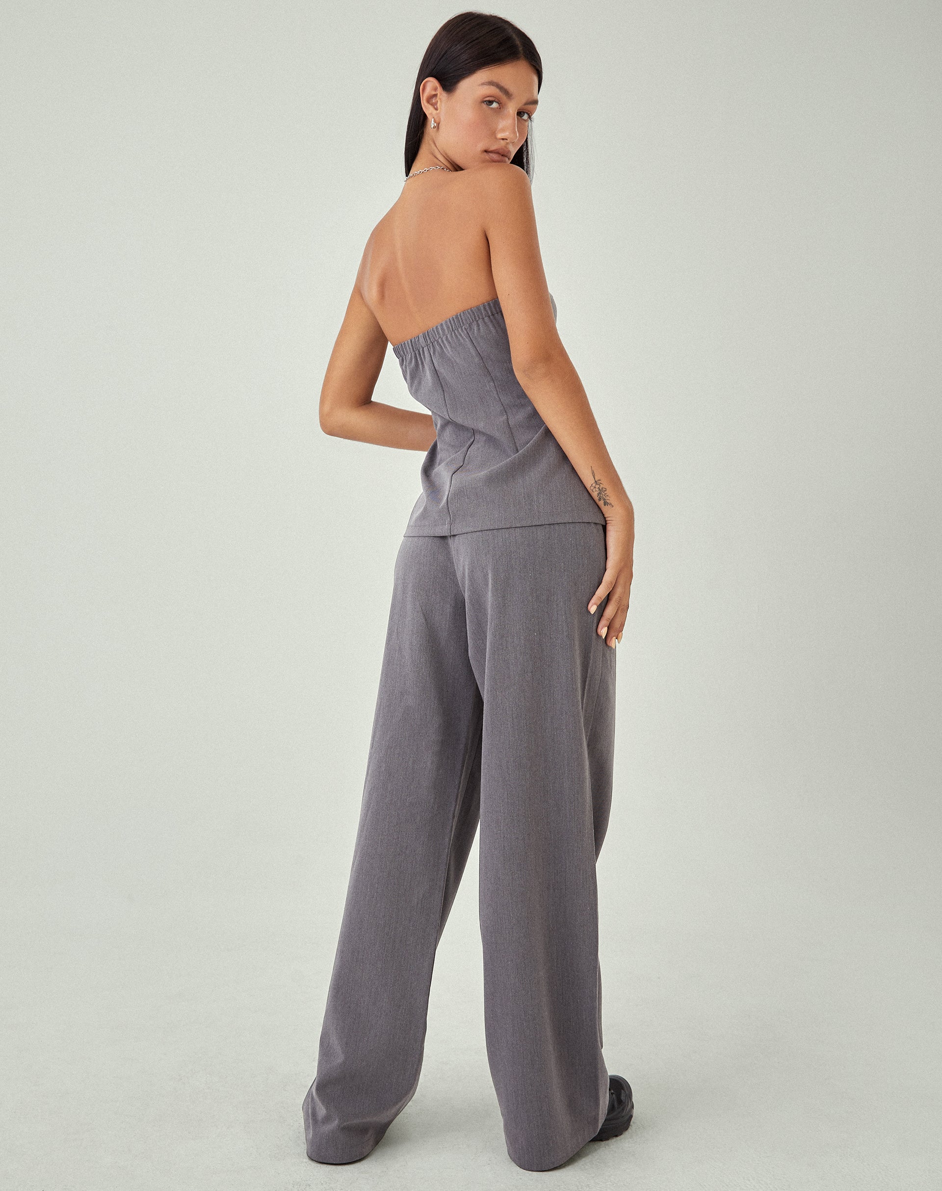 MOTEL X JACQUIE Lavan Corset Top in Charcoal-Nico Sky