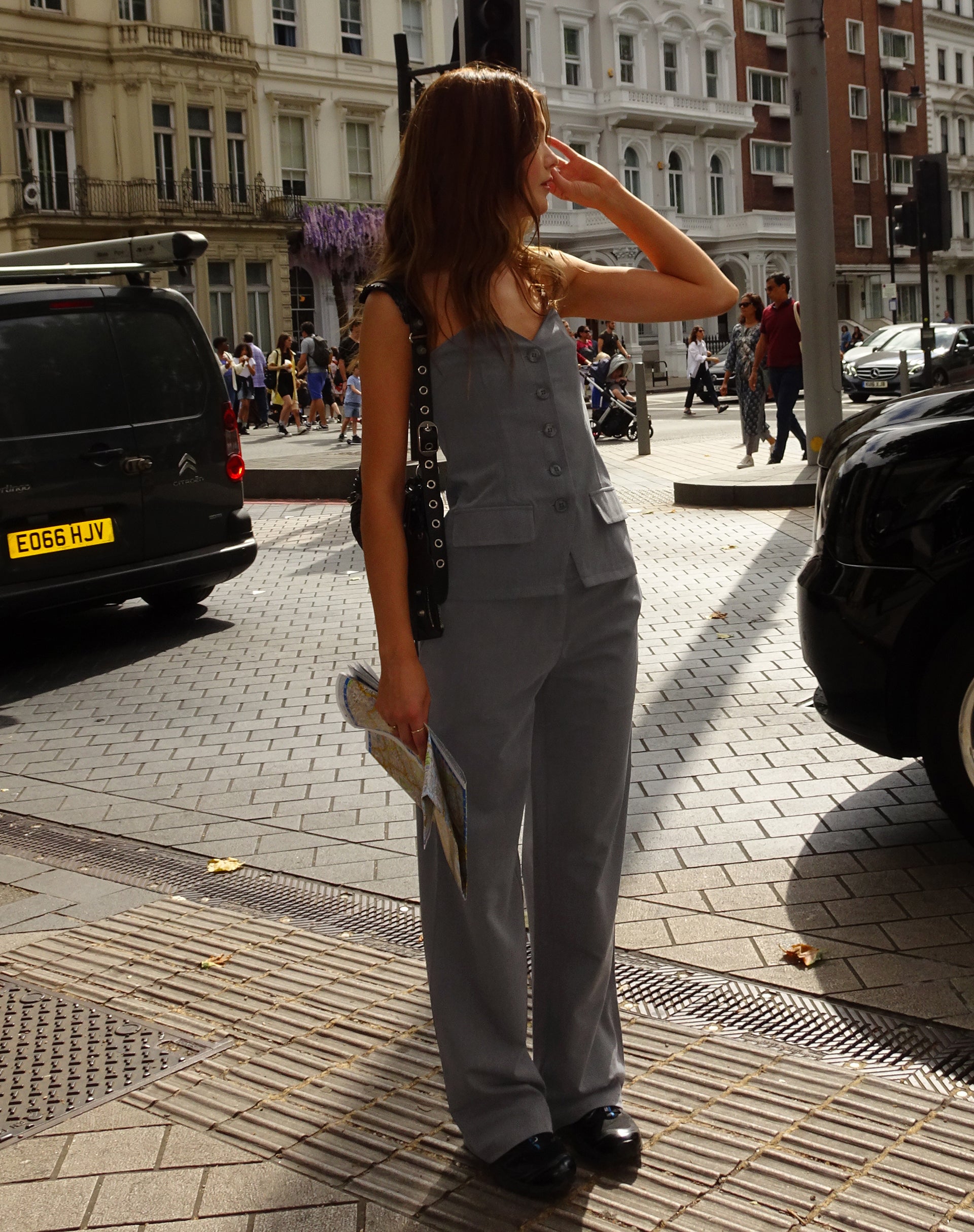 MOTEL X JACQUIE Jabba Trouser in Charcoal-Nico Sky