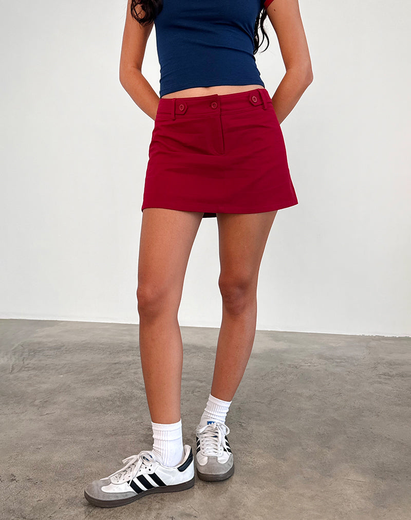 Lavonne Mini Skirt in Red-Nico Sky