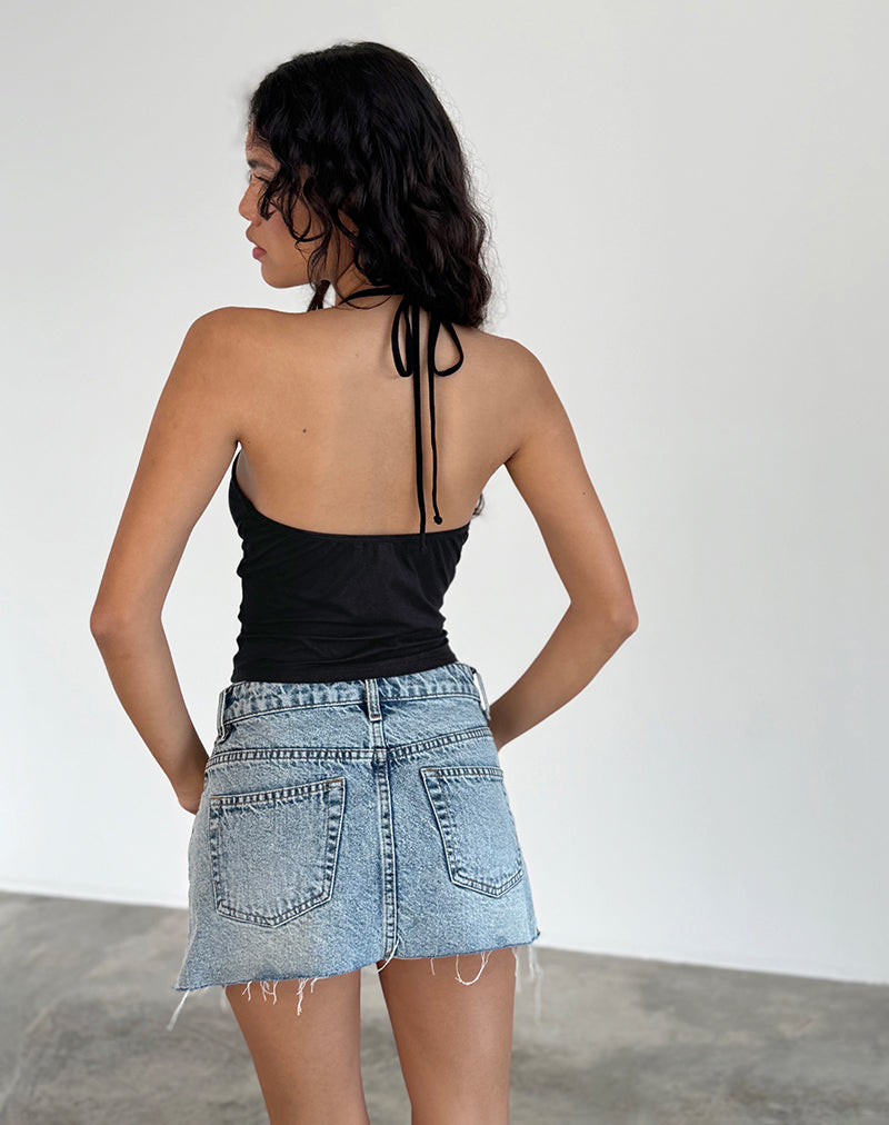 Layti Halterneck Basic Top in Black-Nico Sky