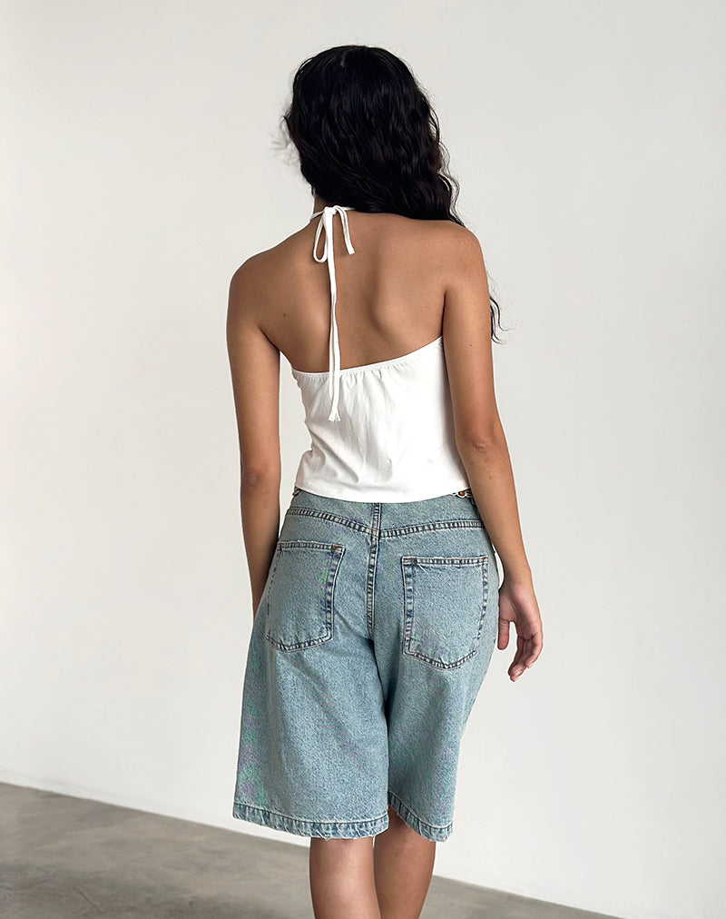 Layti Halterneck Top in Off White-Nico Sky