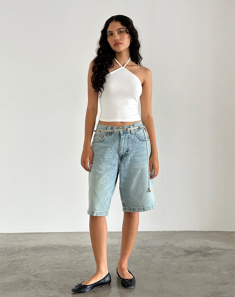 Layti Halterneck Top in Off White-Nico Sky