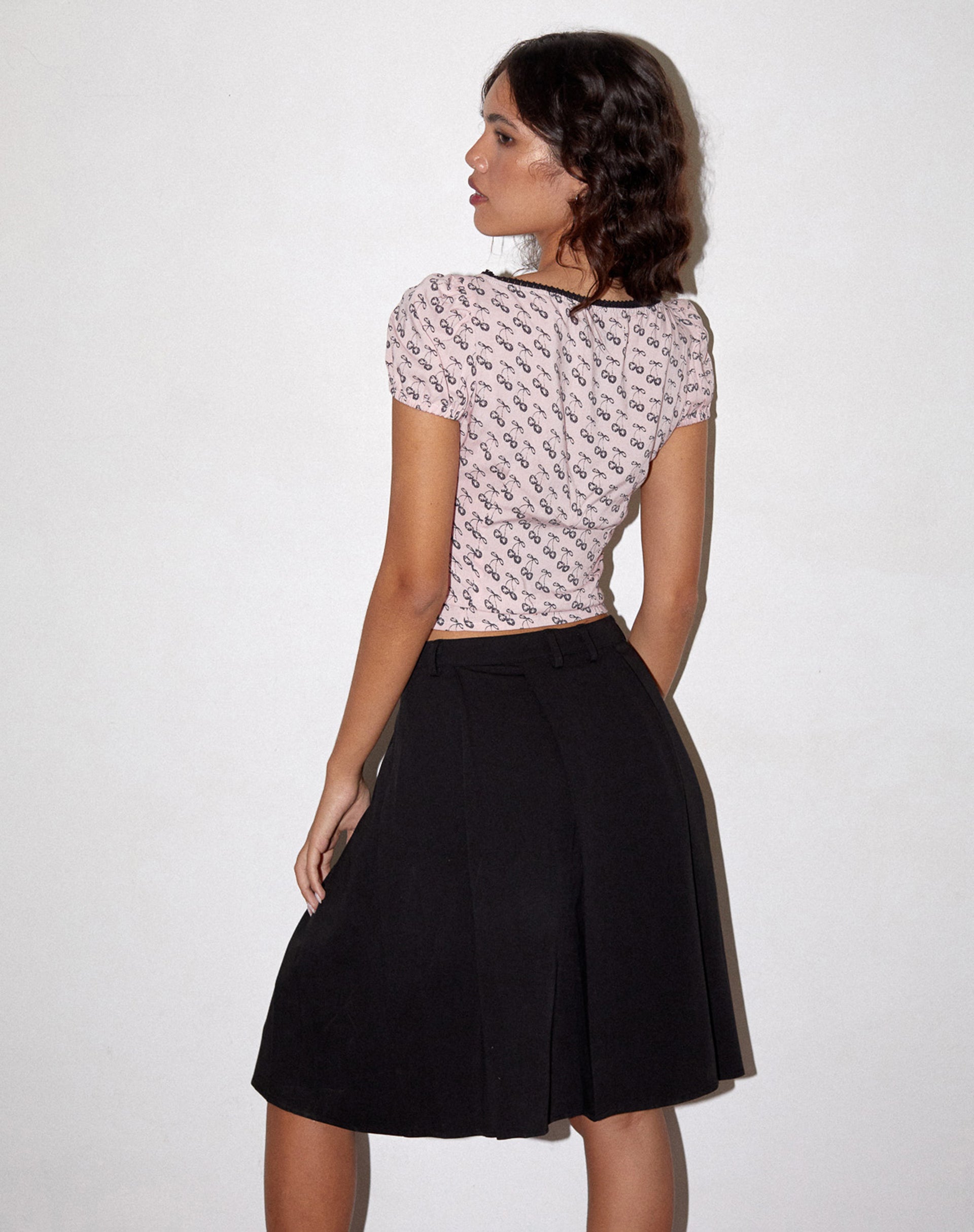 Laz Top in Cherry Pink Sketch Print-Nico Sky