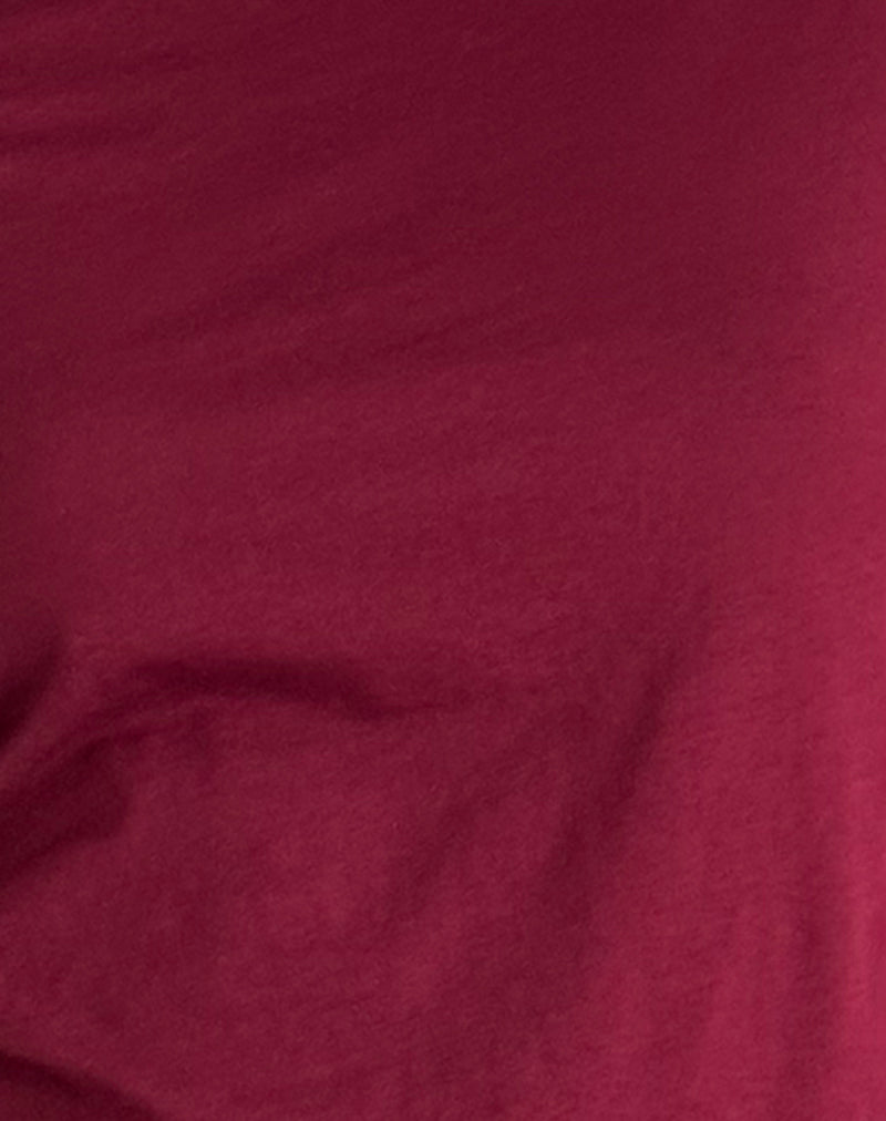 Ledez Asymmetric Slouchy Top in Burgundy Tissue-Nico Sky