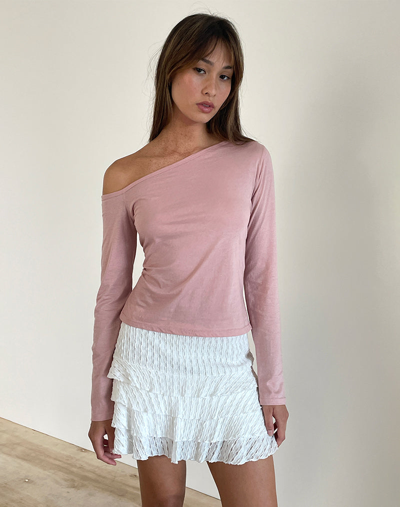 Ledez Asymmetrical Slouchy Top in Pink Lady Tissue-Nico Sky