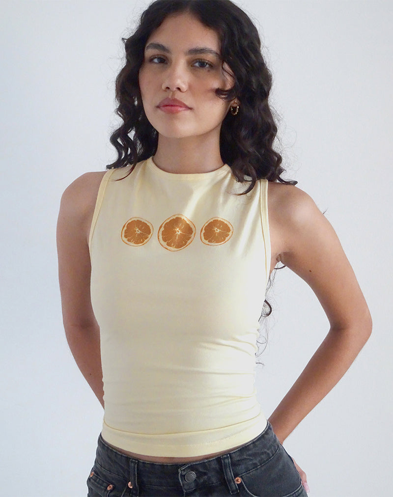 Leen Tank Top in Buttermilk Oranges-Nico Sky