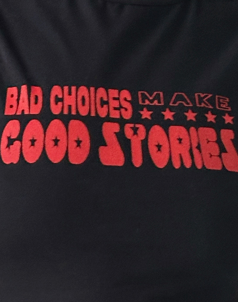 Leen Tank Top in Black with Bad Choices, Good Stories Graphic-Nico Sky