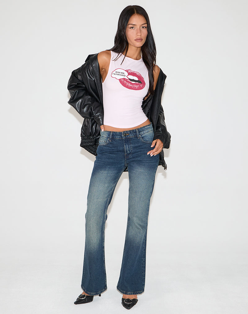 Leen Tank Top in Pink with Kiss Me I'm Fab Graphic-Nico Sky