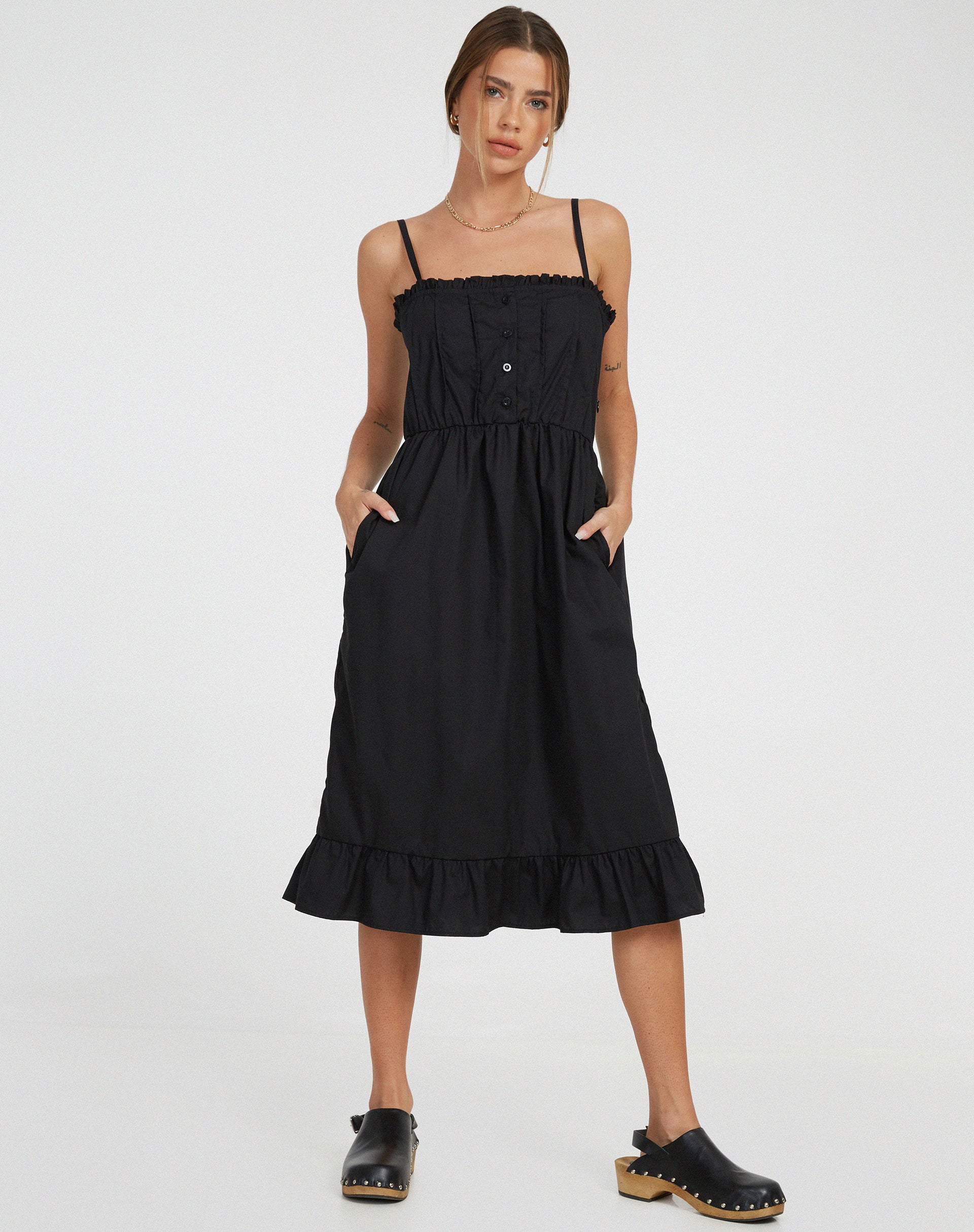 Lennox Midi Dress in Black-Nico Sky