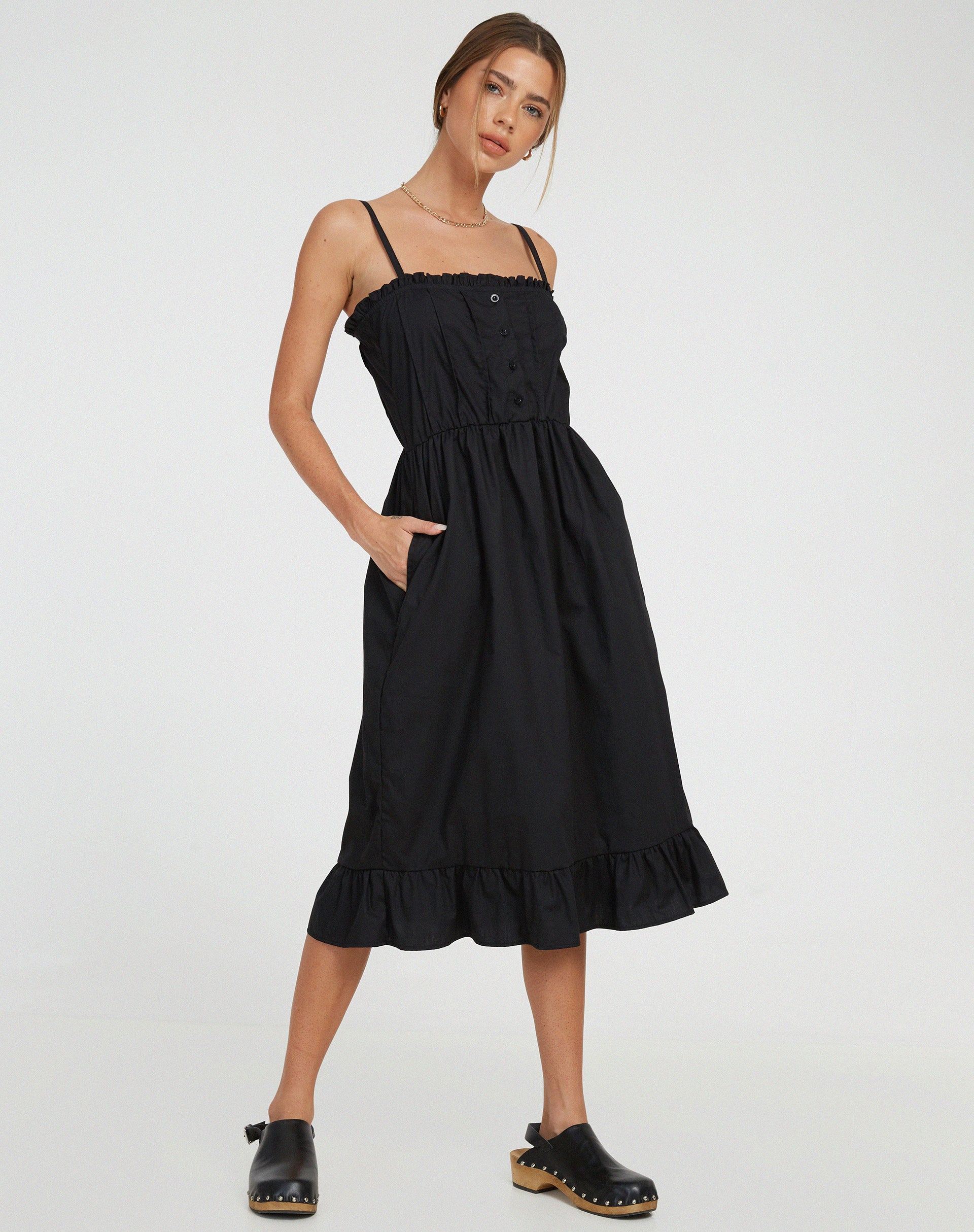 Lennox Midi Dress in Black-Nico Sky
