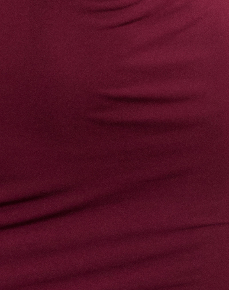Leona Twist Mini Dress in Wine Red-Nico Sky