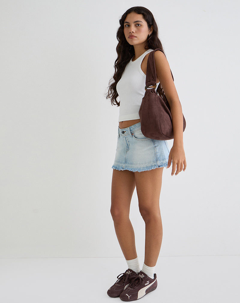 Tetira Bag with Double Tortoise Shell Buckle in Brown-Nico Sky