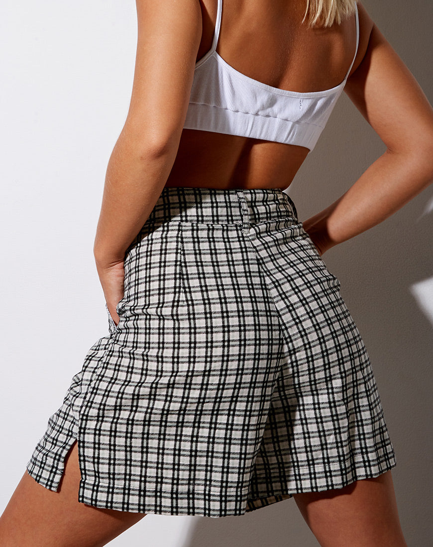 Lex Short in Brandy Check Foam-Nico Sky