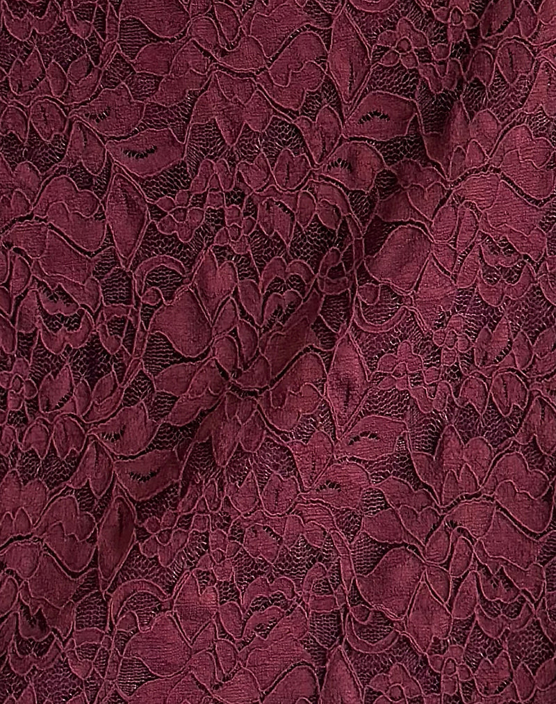 Nidya Mini Skirt in Lace Burgundy with Pink Binding-Nico Sky