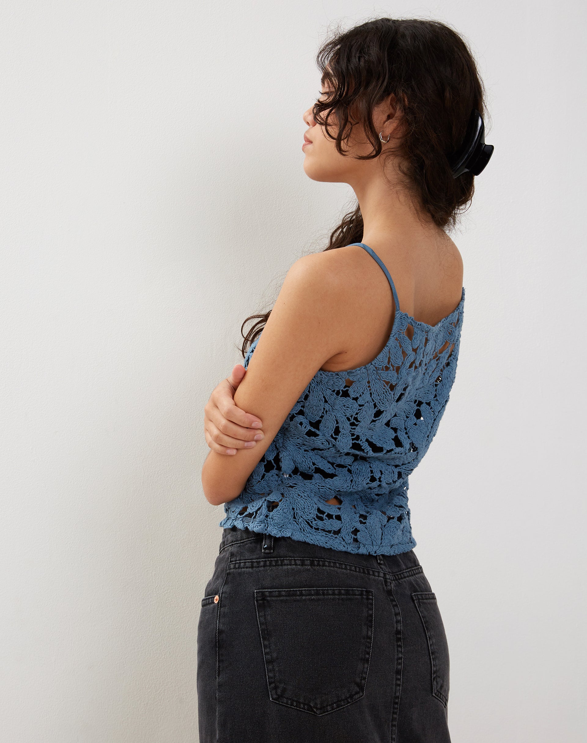 Limu Crochet Top in Moonlight Blue-Nico Sky