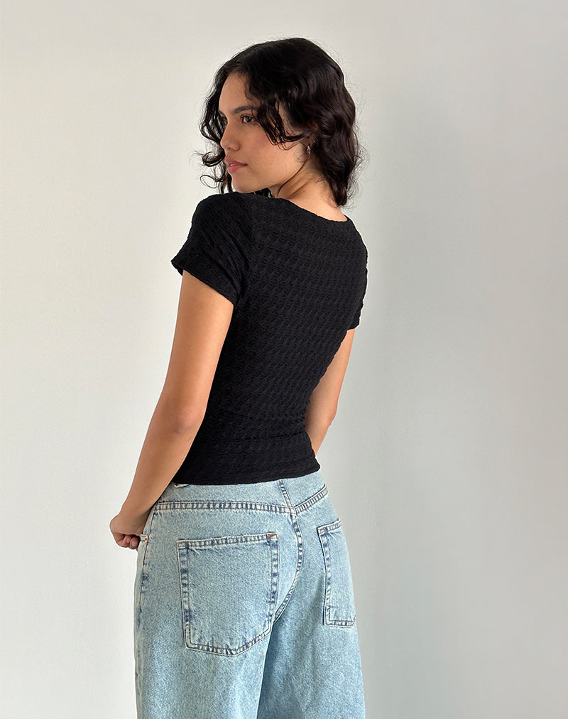 Lindsay Top in Textured Black-Nico Sky
