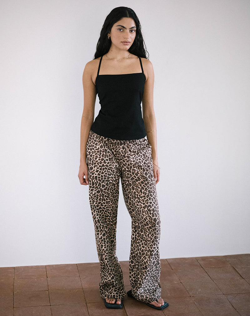 Lintang Tie Back Top in Linen Black-Nico Sky