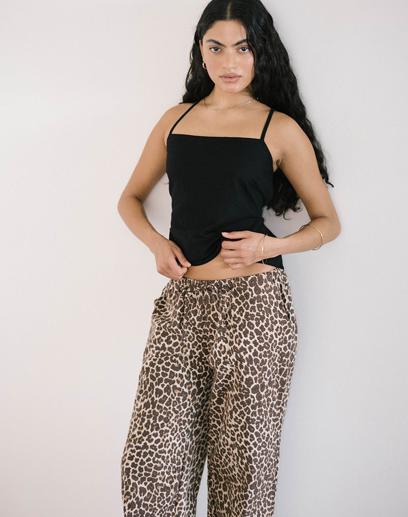 Lintang Tie Back Top in Linen Black-Nico Sky