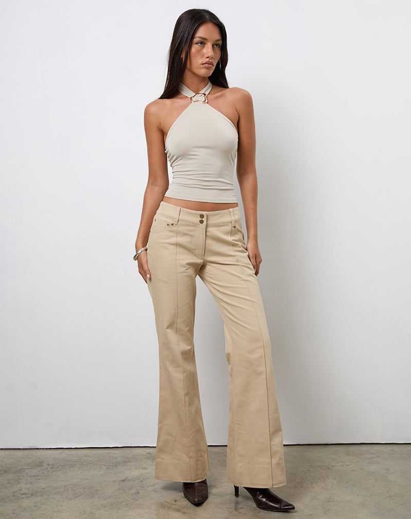Lintira Slim Leg Trouser in Twill Sand-Nico Sky