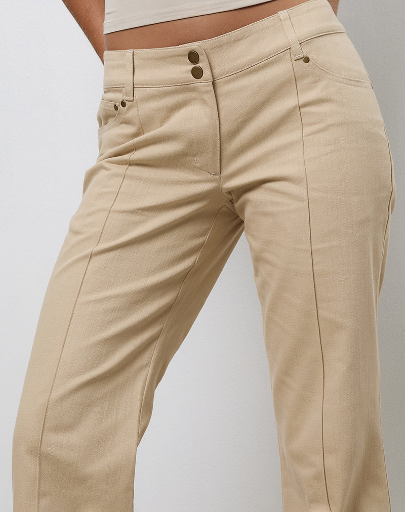 Lintira Slim Leg Trouser in Twill Sand-Nico Sky