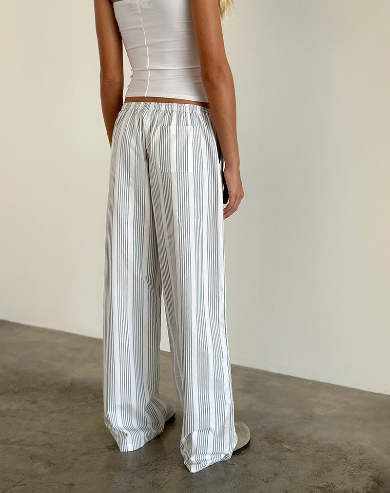 Lirura Trouser in Vertical Grey Stripe-Nico Sky