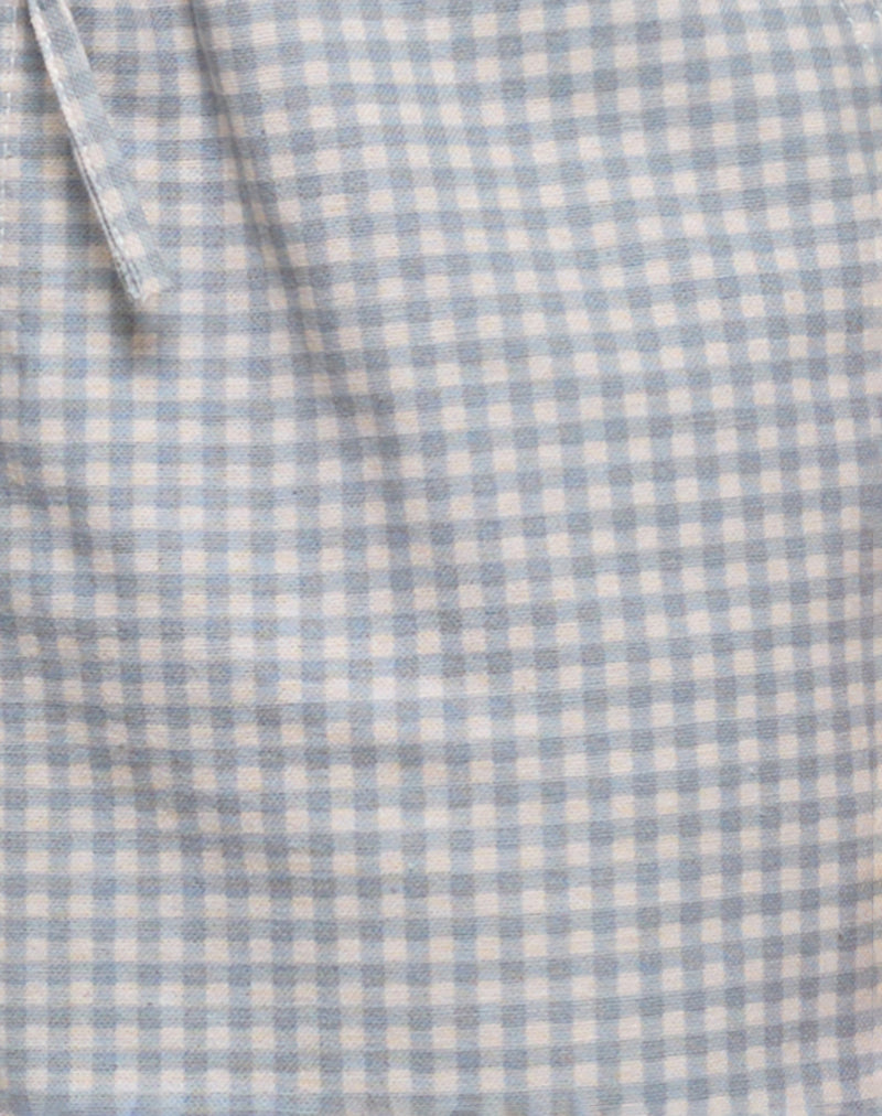Lirura Trouser in Mini Gingham Blue and Grey-Nico Sky