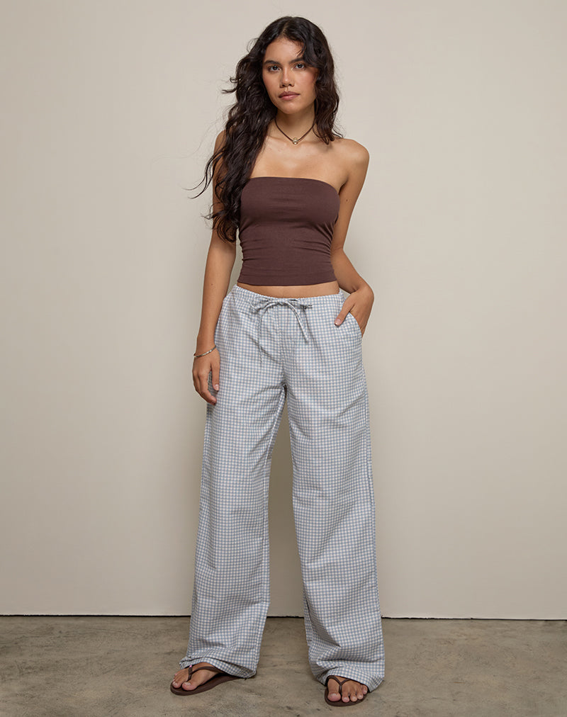 Lirura Trouser in Mini Gingham Blue and Grey-Nico Sky