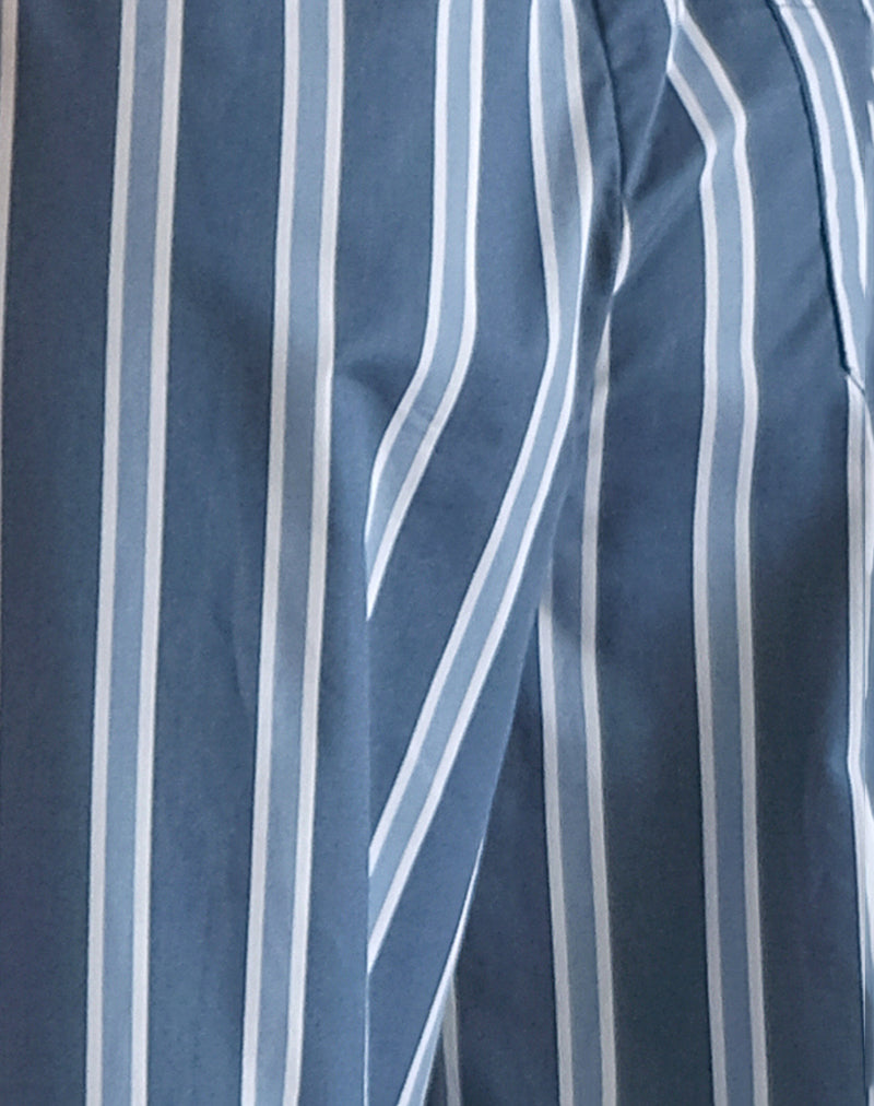 Lirura Trouser in Poplin Formal Stripe Navy-Nico Sky