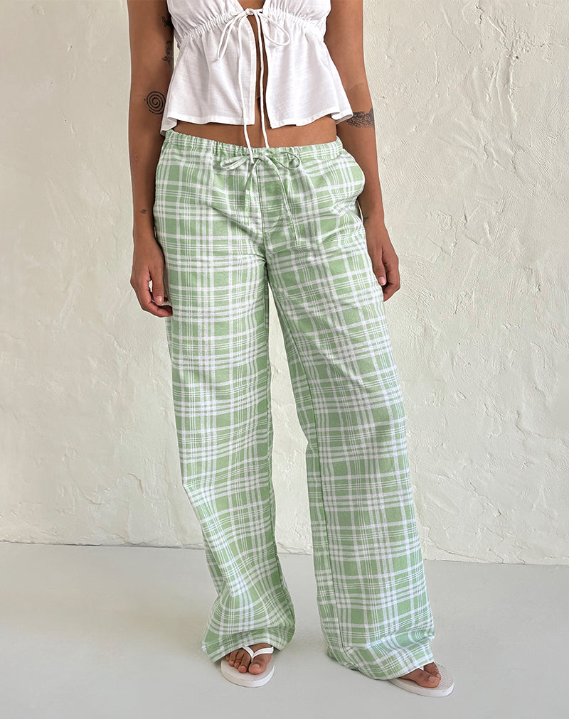 Lirura Trouser in Table Cloth Neo Mint-Nico Sky