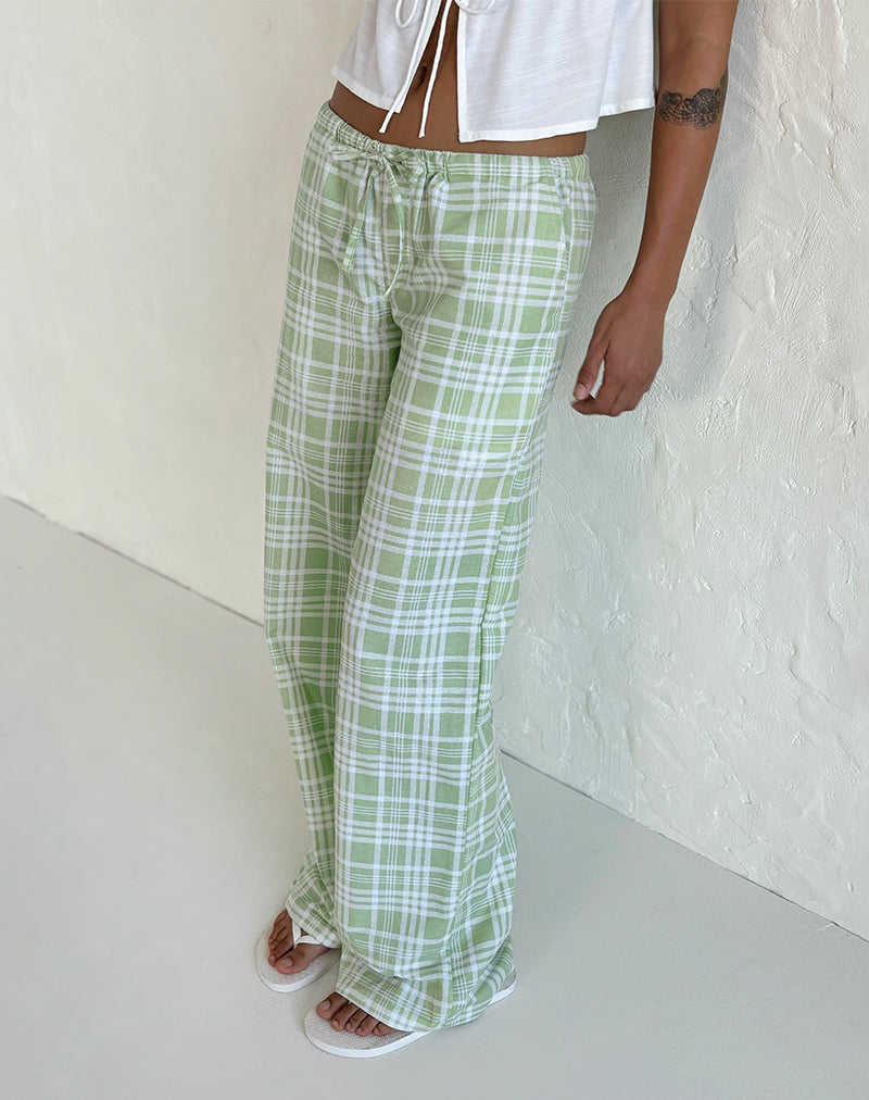 Lirura Trouser in Table Cloth Neo Mint-Nico Sky
