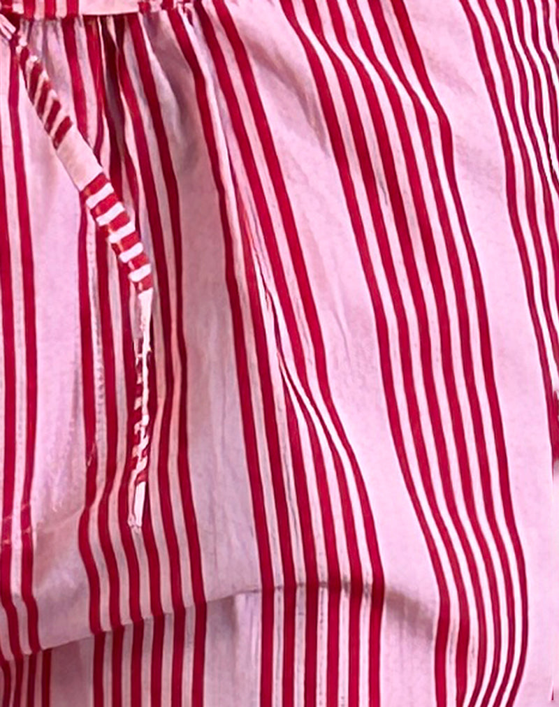 Lirura Trouser in Vertical Red Stripe-Nico Sky