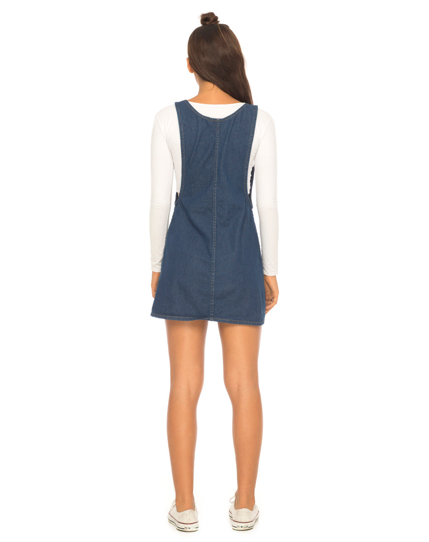 Litton Pinafore Dress in Denim Indigo-Nico Sky