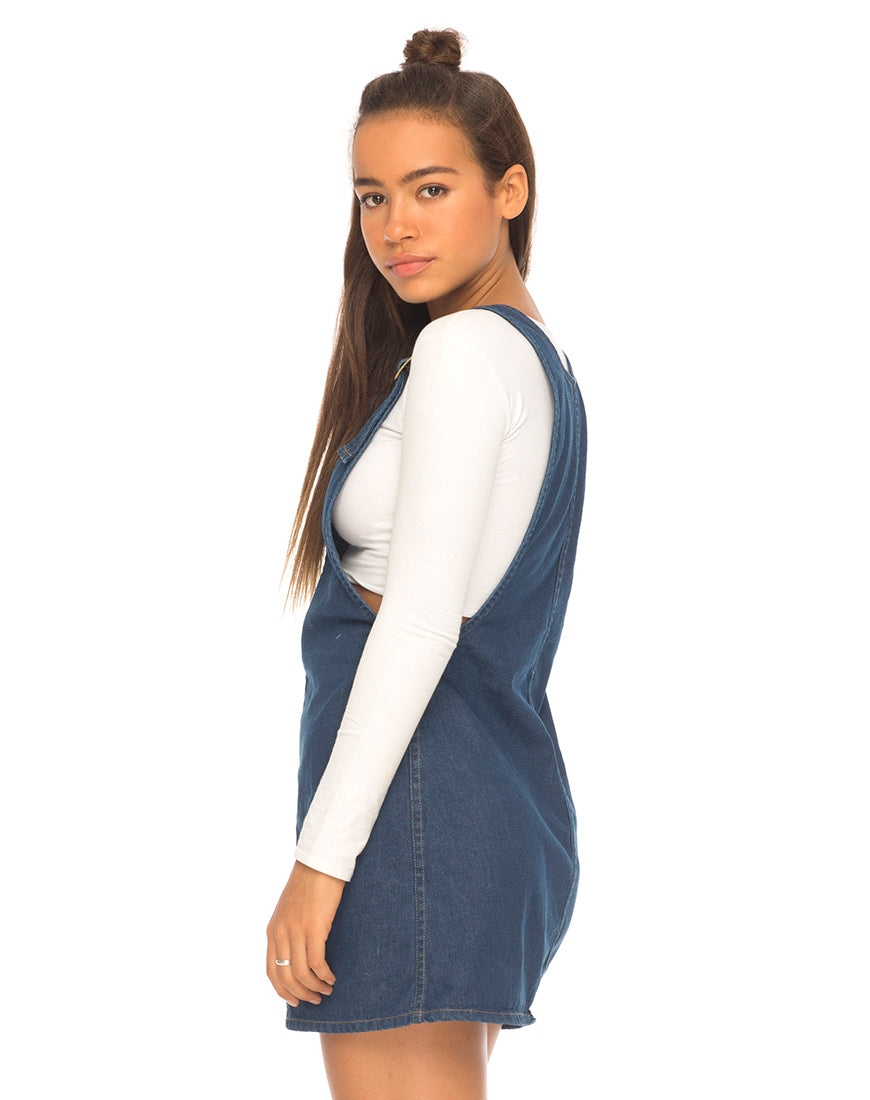 Litton Pinafore Dress in Denim Indigo-Nico Sky
