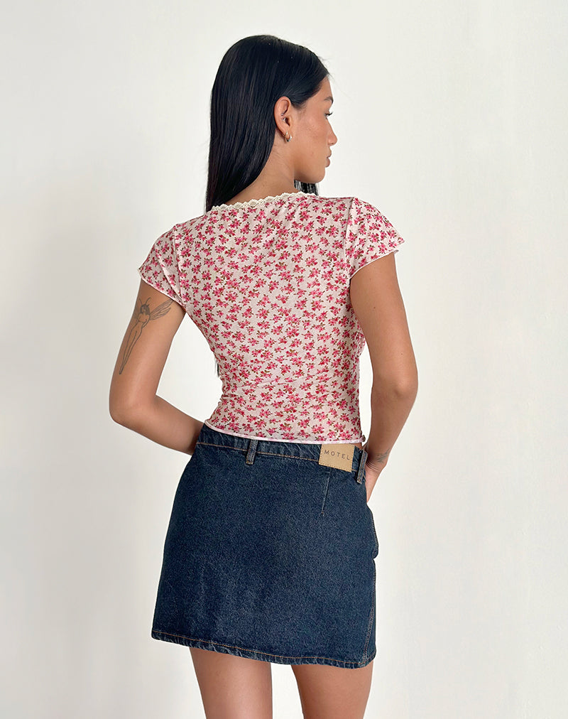 Livi Top in Gardenia Romantic with Lace Trim-Nico Sky