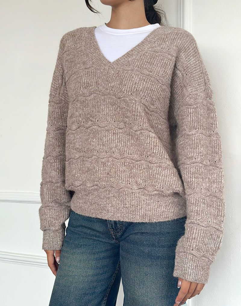 Loka Oversized Jumper in Almond-Nico Sky