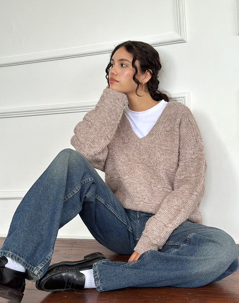 Loka Oversized Jumper in Almond-Nico Sky
