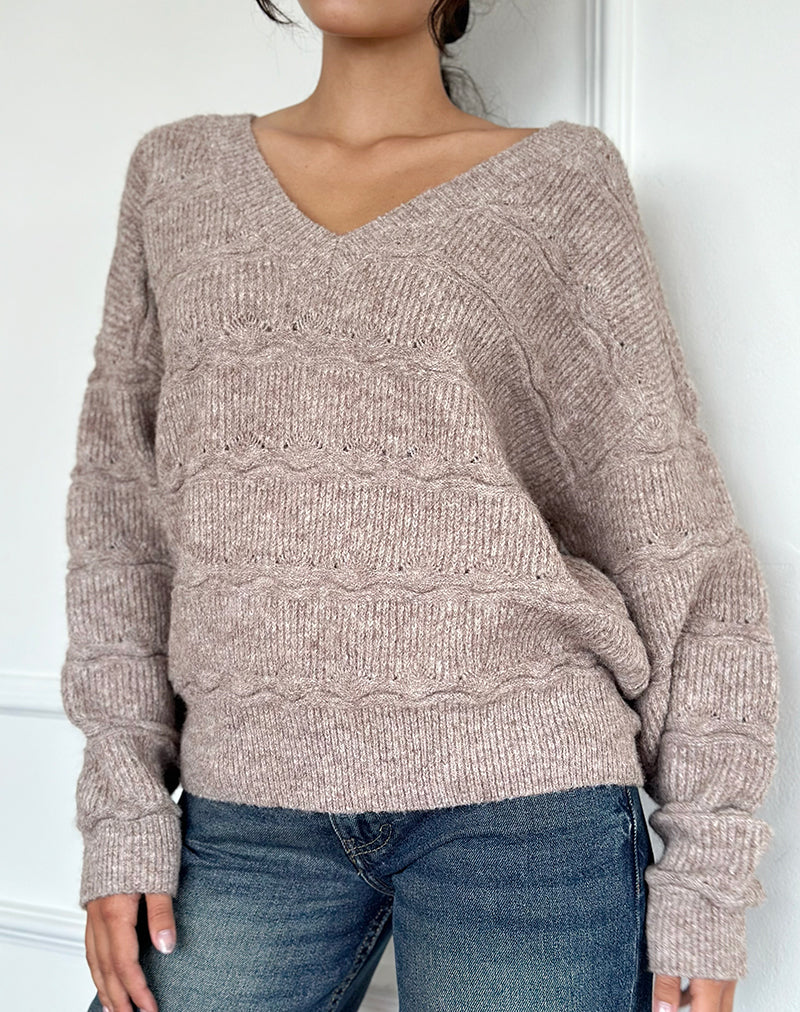 Loka Oversized Jumper in Almond-Nico Sky