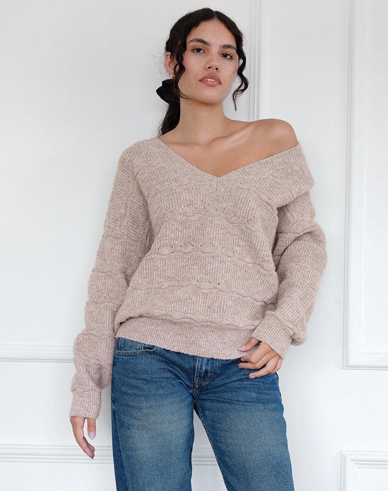 Loka Oversized Jumper in Almond-Nico Sky