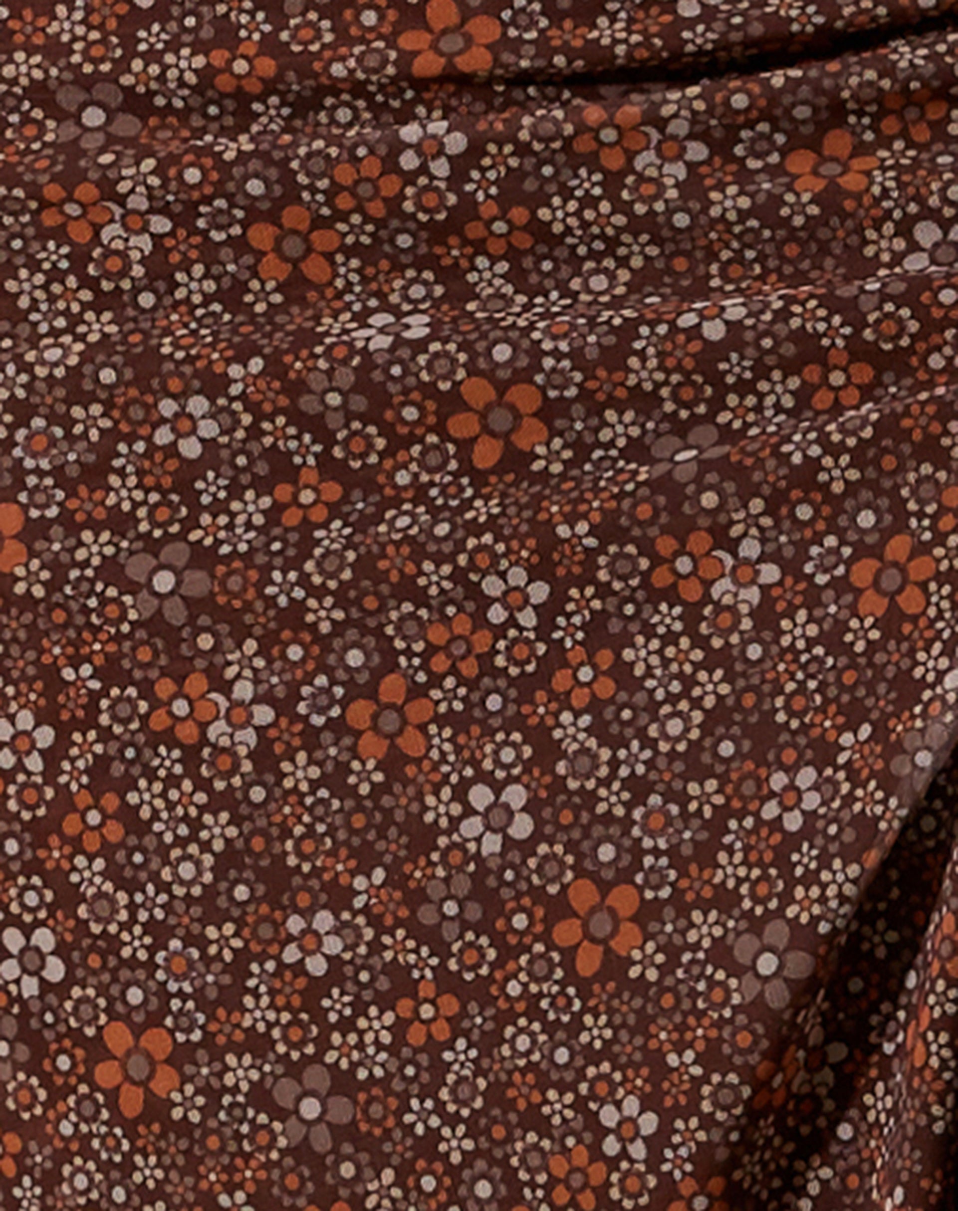 Lona Midi Dress in Flower Garden Brown-Nico Sky