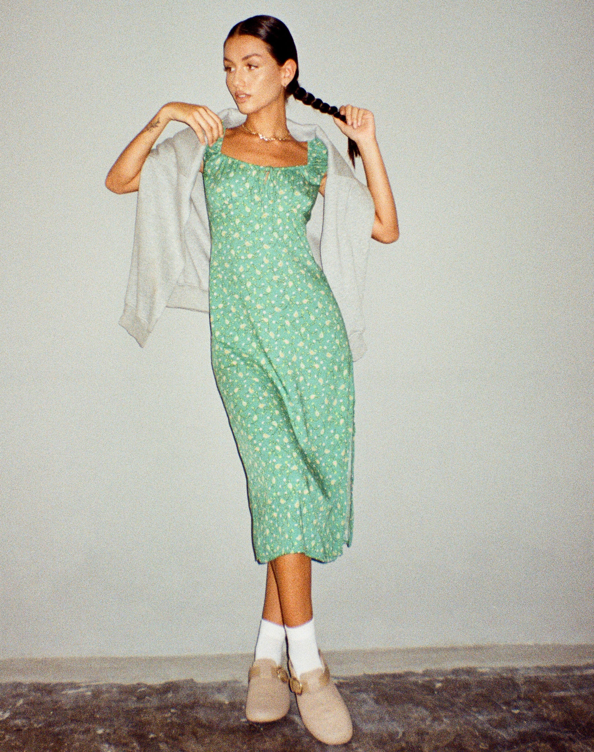 Lona Midi Dress in Paisley Fun Green-Nico Sky