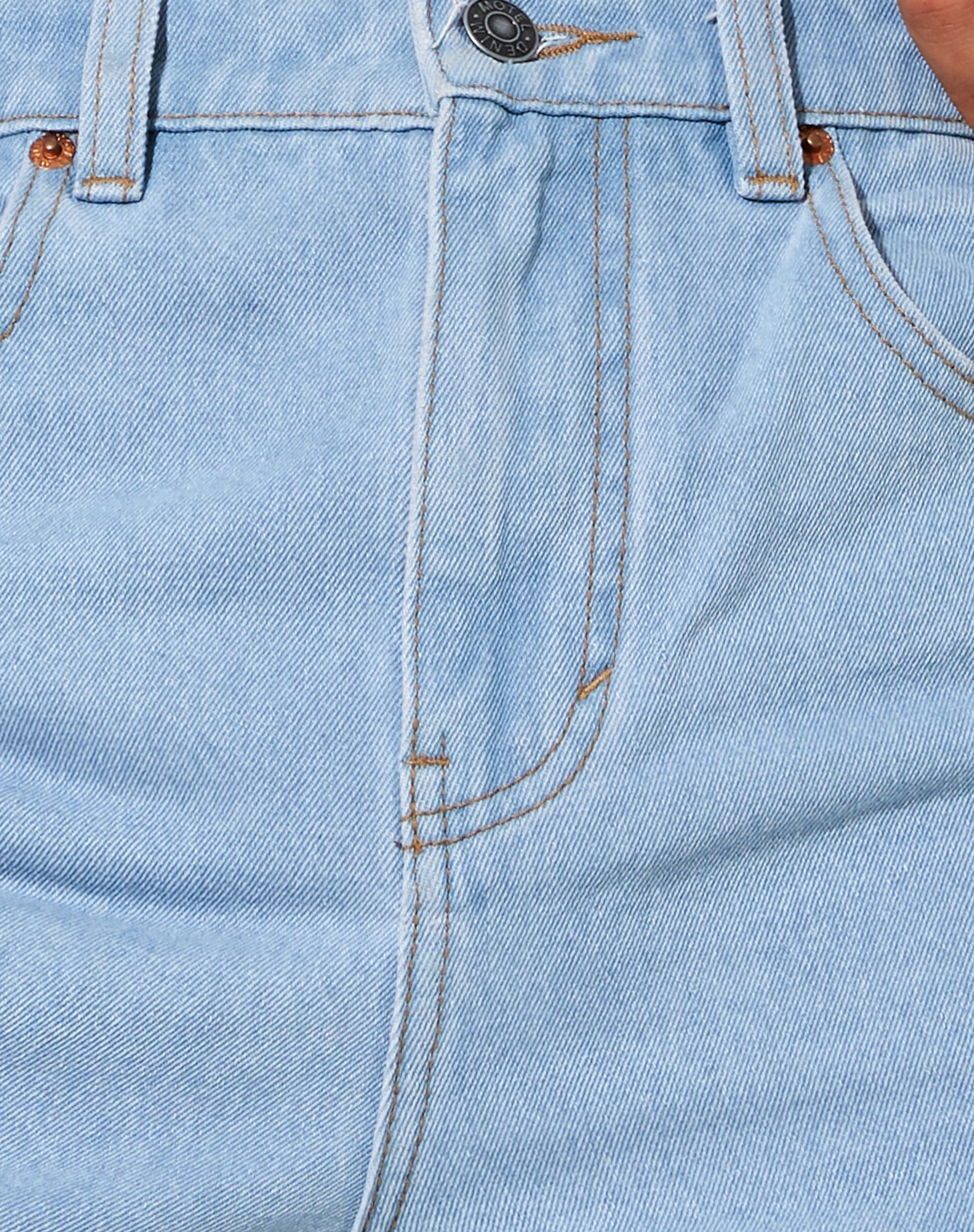Loose Fit Denim Short in Light Wash Blue-Nico Sky