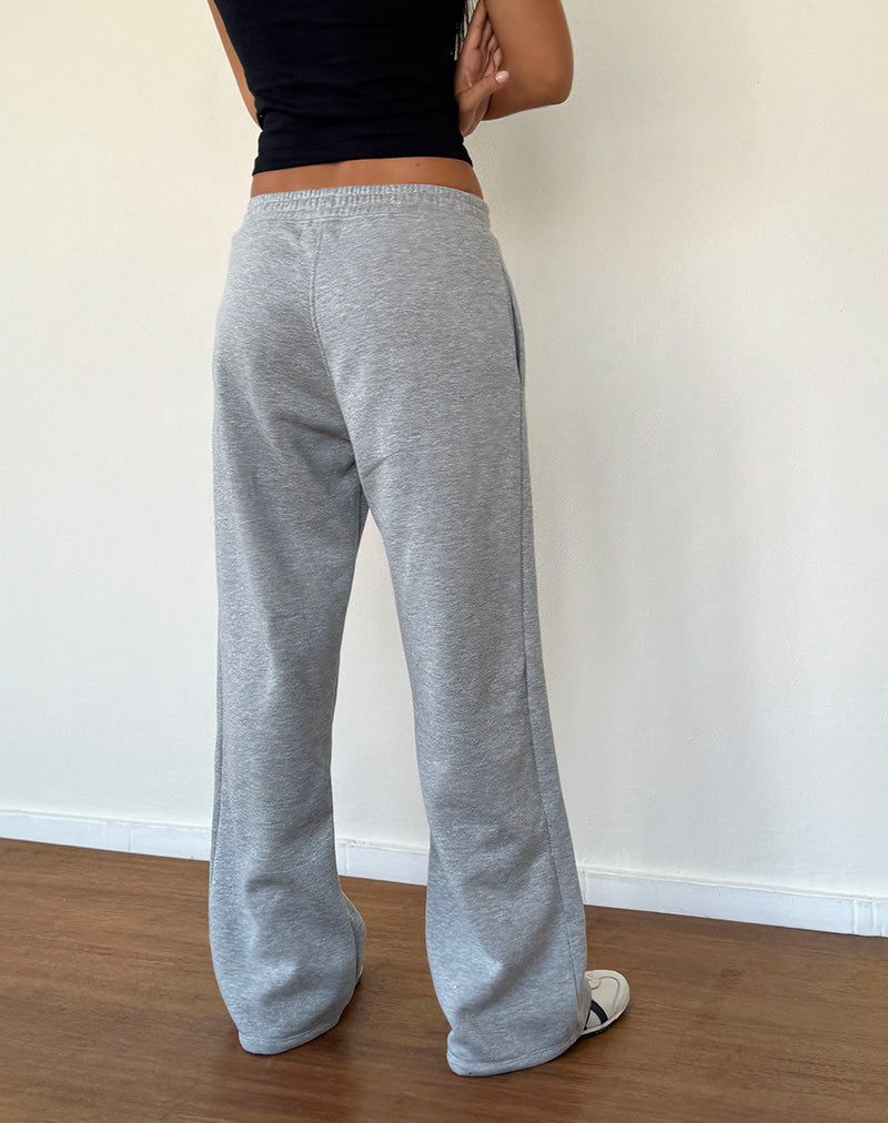 Loose Jogger in Grey Marl with M Embroidery-Nico Sky