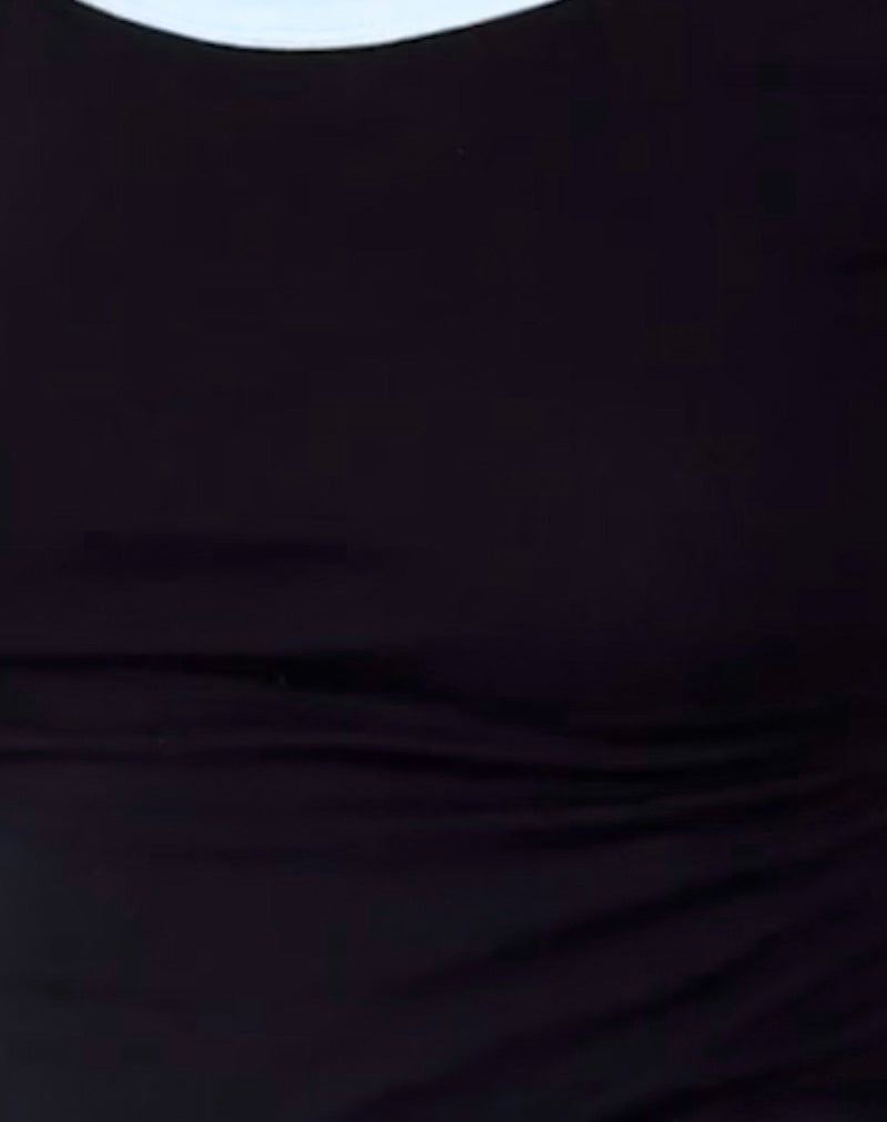 Bitha Crop Top in Black with White Piping-Nico Sky